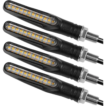 Osvětlení pro motocykl Sada 4 ks LED blinkrů na motocykl 12V Motocyklové směrovky s 12 LED světly 8,7 x 1,9 x 2,4 cm Univerzální montáž Blinkry moto