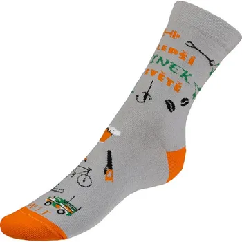 Dámské ponožky Bellatex Ponožky Tatínek šedá, oranžová, zelená, rozměr 43-46