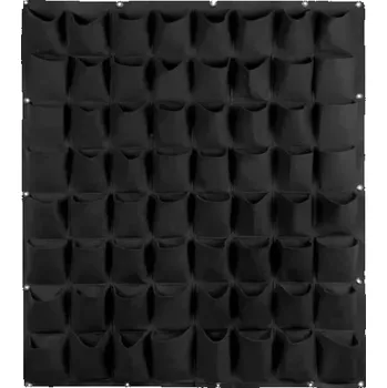 Květináč Závěsný květináč na bylinky 100 x 100 cm 64 kapes Látkový vertikální truhlík Zahradní organizér na stěnu Pěstování zeleniny a květin černá