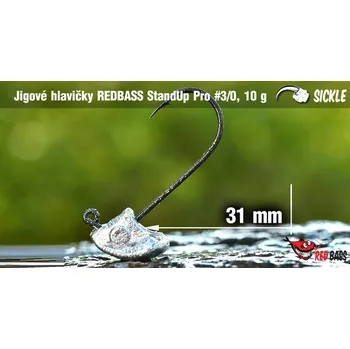 Rybářský háček Red Bass - Neváznoucí jigová hlavička StandUp Pro Sickle 10g / vel. 3/0