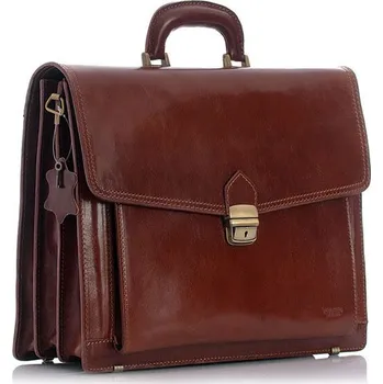 Pánská aktovka Pánská kožená aktovka kancelářská business taška LORENZ Barva: Hnědá