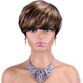 Paruka Wigorous Valérie - krátká hnědá paruka s melírem a ofinou