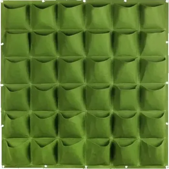 Květináč Nástěnný květináč z textilu 100 x 100 cm 36 kapes 15x15 cm Vertikální závěsný květinový panel Zahradní kapsy na bylinky a zeleninu zelená
