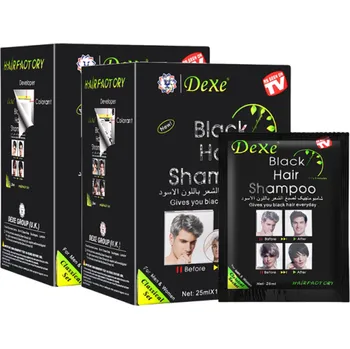 Barva na vlasy Sada 2 krabice po 10 ks šampon na černé vlasy 25 ml Přírodní barvení černými bylinami Rychlá kúra do 5 minut Zdravé barvené vlasy