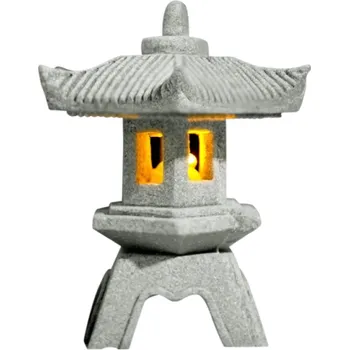 Zahradní dekorace Venkovní dekorační soška s LED teple bílým světlem 8 x 9 cm Pískovcová ozdoba na zahradu Elegantní osvětlení pro venkovní prostory