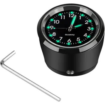 Chromované vodotěsné motocyklové hodinky na řídítka 22–25 mm Quartz hliníkové hodiny Svítící ciferník Noční vidění Moto příslušenství černá