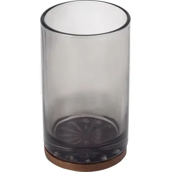 Sapho Figo sklenka na postavení kouřové sklo dřevo 08398