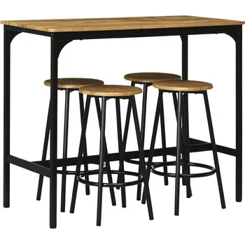 HOMCOM Barový set 5 ks se 4 barovými židlemi Kuchyňský stůl v industriálním designu rustikálně hnědý kovový jídelní set do kuchyně a baru | Aosom.de