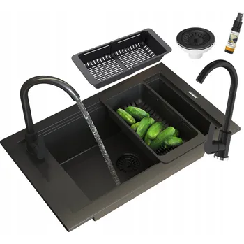 Granitový dřez Jednokomorový dřez Granitan Panama, černý granit