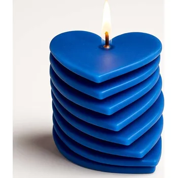 Svíčka Vonná svíčka Srdíčkový sloup | 65 g | Svíčkománie3D | Barva: Modrá