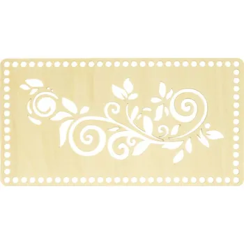 Příze Bellatex Dno víko překližkové 26x14cm / otvory 6mm přírodní obdélník s květinou