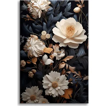 Obraz Luxusní obraz na zeď Květiny na černém pozadí Elegance glamour 80x120