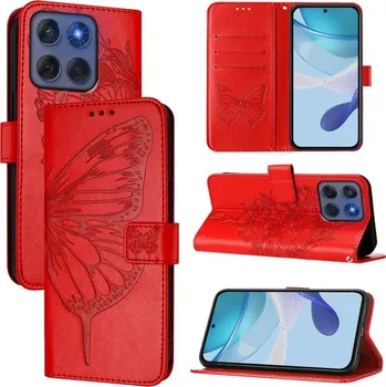 Pouzdro na mobilní telefon VSECHNONAMOBIL 110491 ART BUTTERFLY Peněženkový obal pro Motorola Edge 60 / Edge 60 Fusion červený