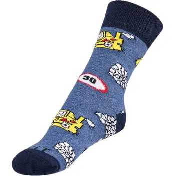 Dámské ponožky Bellatex Ponožky dětské buldozer modrá, žlutá, rozměr 30-34