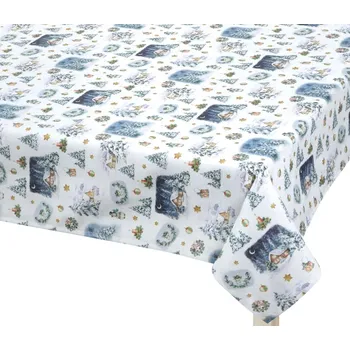 ubrus Bellatex Ubrus VÁNOCE Chaloupka, krajina zasněžená, rozměr 120x140 cm