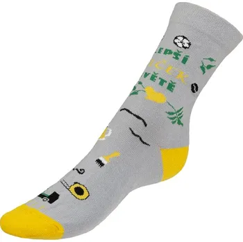 Dámské ponožky Bellatex Ponožky Dědeček šedá, žlutá, zelená, rozměr 43-46