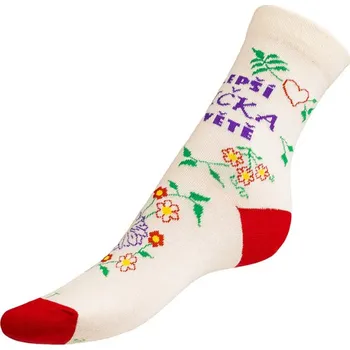 Dámské ponožky Bellatex Ponožky Babička červená, smetanová, fialová, rozměr 35-38