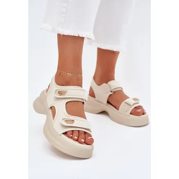 Dámské sandále Dámské sandály se zlatými detaily Luvira Barva: Béžová, Velikost: 41