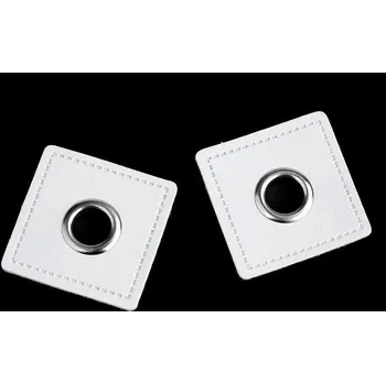 Průchodka s koženkovým čtverečkem k našití, průvlek 8 mm Varianta: 9 bílá nikl, Balení: 20 ks