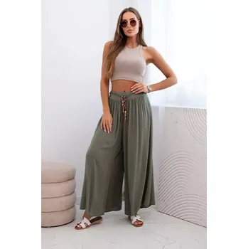 Letní dámské kalhoty široké 81733-5 khaki univerzální