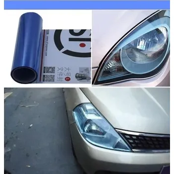 Stínítko do auta Průhledná barevná samolepicí fólie na světlomety 30x60 cm Tónovací ochranná fólie na světla Snadná aplikace Voděodolná Odnímatelná světle modrá