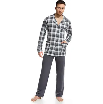 Pánské pyžamo Pyžamo Cornette 114 dlouhé/r 3XL-5XL pánské rozepínací šedá 5XL