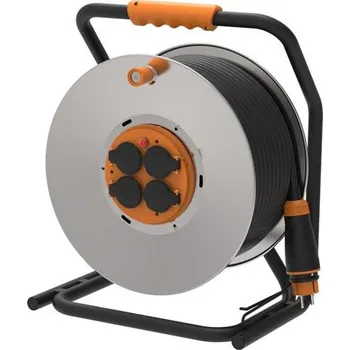 Kabel Solight prodlužovací přívod - na kovovém bubnu, 4 zásuvky, 40m kabel guma-neopren, 3x 2,5mm2, IP44 - PB43