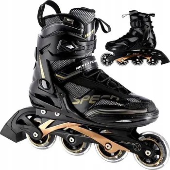 Kolečkové brusle Brusle 2v1 černo-zlaté Kolečkové Brusle Pro Mládež kolečka kaučuk ABEC-9 velikost 46