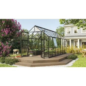 Skleník Skleník Vitavia Olymp 11500 skleněný 3 mm 257 x 448 cm černý vč. základového rámu