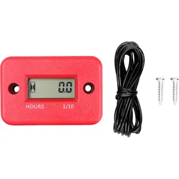 Digitální počítadlo motohodin LCD Voděodolný měřič času pro motocykly Sledování životnosti motoru Údržba vozidla Servisní hodiny červená