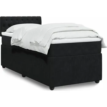 Postel vidaXL Box spring postel s matrací 80 x 200 cm samet [3289897] Barva: Černá