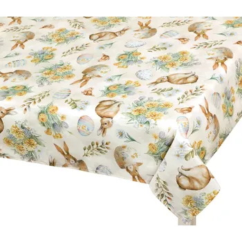 ubrus Bellatex Ubrus Velikonoce Zajíček, květ béžová, žlutá, rozměr 100x100 cm