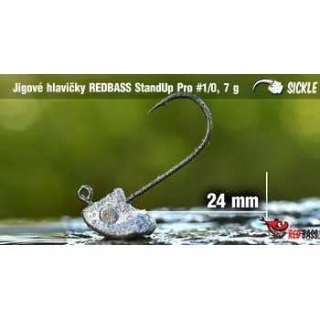 Rybářský háček Red Bass - Neváznoucí jigová hlavička StandUp Pro Sickle 7g / vel. 1/0