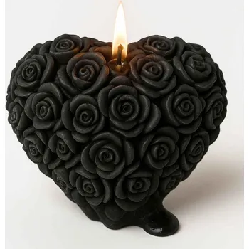 Svíčka Vonná svíčka Růžičkové srdíčko | 25 g | Svíčkománie3D | Barva: Černá