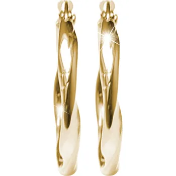 Módní doplněk JSB bijoux s.r.o. Zlaté ocelové náušnice kruhy kroucené s vyraženou kotvou bez krystalů