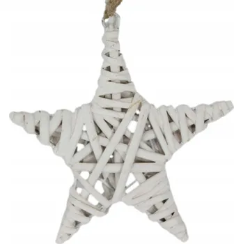 Vánoční dekorace Hvězda ozdoba bílá proutěná vánoční stromek 10cm 1 Ks