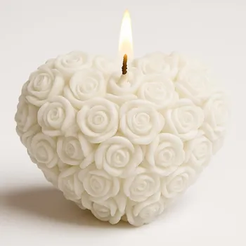 Svíčka Vonná svíčka Růžičkové srdíčko | 25 g | Svíčkománie3D | Barva: Bílá