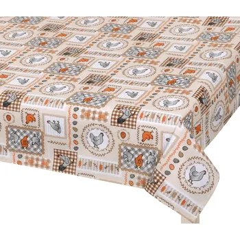 ubrus Bellatex Ubrus Velikonoce Slepička béžová, šedá, oranžová, rozměr 50x50 cm