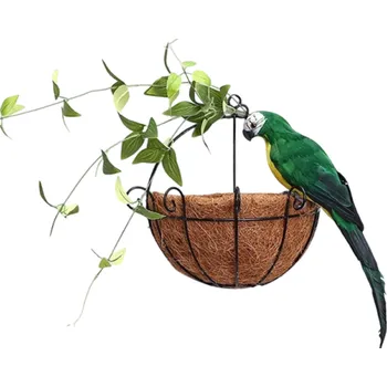 Zahradní dekorace 25 cm kreativní ručně vyráběný umělý papoušek Dekorační pták z pěny a peří Realistická dekorace na větev Interiérová výzdoba Exotický vzhled zelená