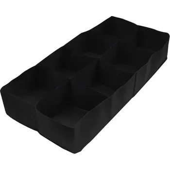 Textilní pěstební pytel 180 x 90 x 30 cm Černý vak na zeleninu se 8 buňkami Zahradní záhon pro pěstování rajčat bylinek salátu brambor