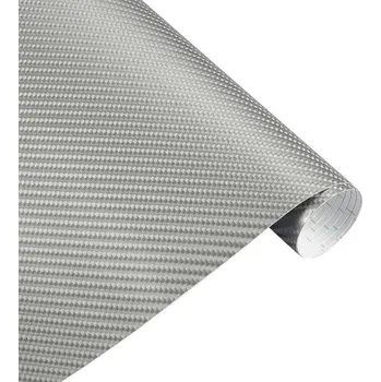 Stínítko do auta Samolepicí fólie 152x200 cm 4D karbonová fólie na auto Voděodolná PVC fólie Tuningová folie na kapotu Vozidlová dekorace a ochrana stříbrná