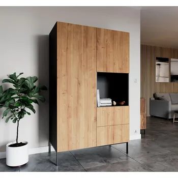 Šatní skříň Nábytek PEGAS s.r.o. Skříň LANZZI 120, Skříň Černý Mat/Dub Artisan