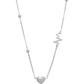 Módní doplněk JSB bijoux s.r.o. Ocelový náhrdelník puls srdce bez krystalů