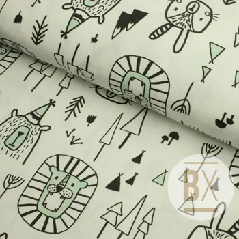 Dekorační látka - Bavlna Leo Zvířátka modrá petrolejová