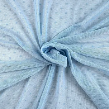 Tyl elastický "4-way" s tečkou - Modrá světlá