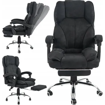 Otočné křeslo Artnico černé velurové s podnožkou a masážním systémem