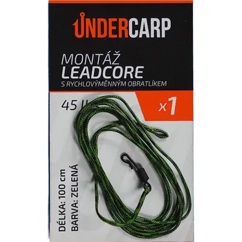 Koncová montáž UnderCarp Leadcore s rychlovýměnným obratlíkem 45lb 100cm Zelená