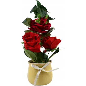 umělá květina RŮŽE UMĚLÝ KVĚT V KVĚTINÁČI JAKO ŽIVÁ DO DOMU KANCELÁŘE DÁREK RŮZNÉ BARVY