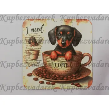 Podtácek - Pejsek s kávičkou Velikost: 10x10cm