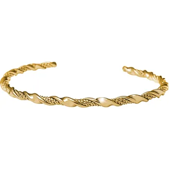 Náramek JSB bijoux s.r.o. Zlatý ocelový náramek kroucená zdobená obruč bez krystalů